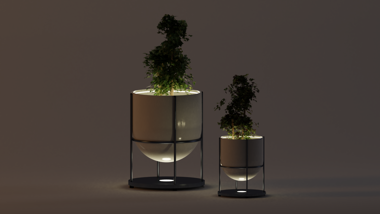 Two Flower pot from different size Illuminated